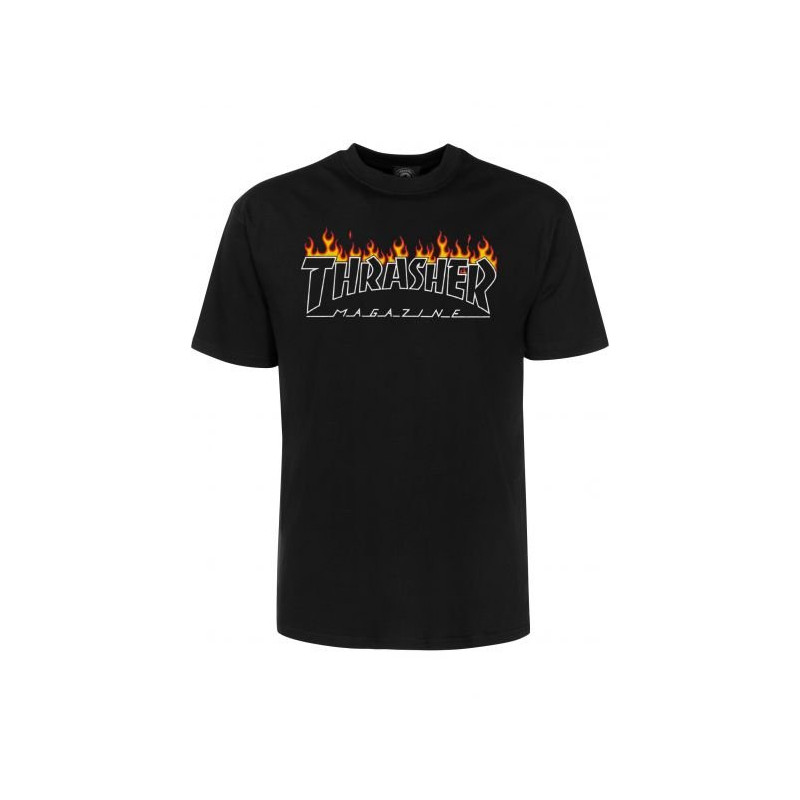 Buy Thrasher Scorched Outline T-Shirt Black at Sick Skateboard Shop