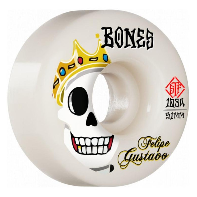 Bones STF Gustavo Gold Chainz V1 Skateboard 53mm 103A Skateboard Rollen