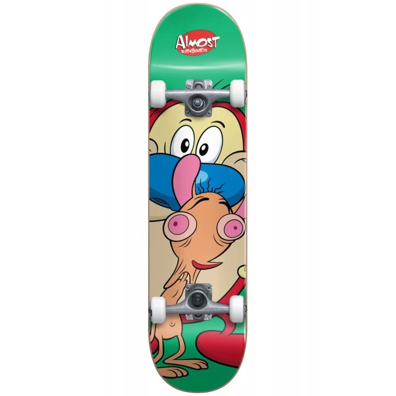 Almost Ren & Stimpy On My Back W/Soft Wheels Green 7.0" Skateboard Complete